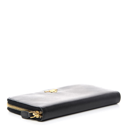 Prada Saffiano Colour Zip Around Wallet Black Peonia 4 of 16