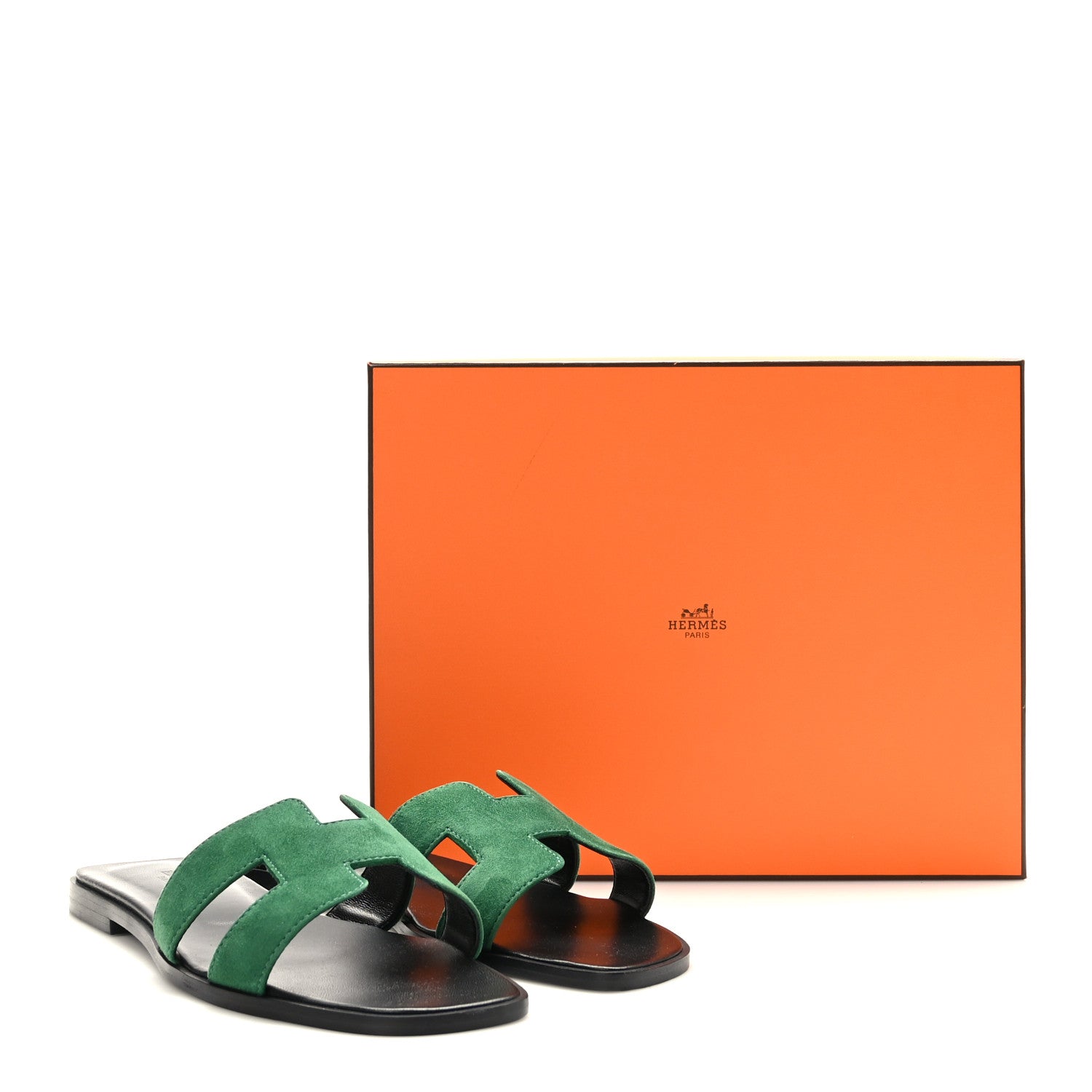 Hermes Suede Goatskin Oran Sandals 39.5 Vert Electrique 9 of 9