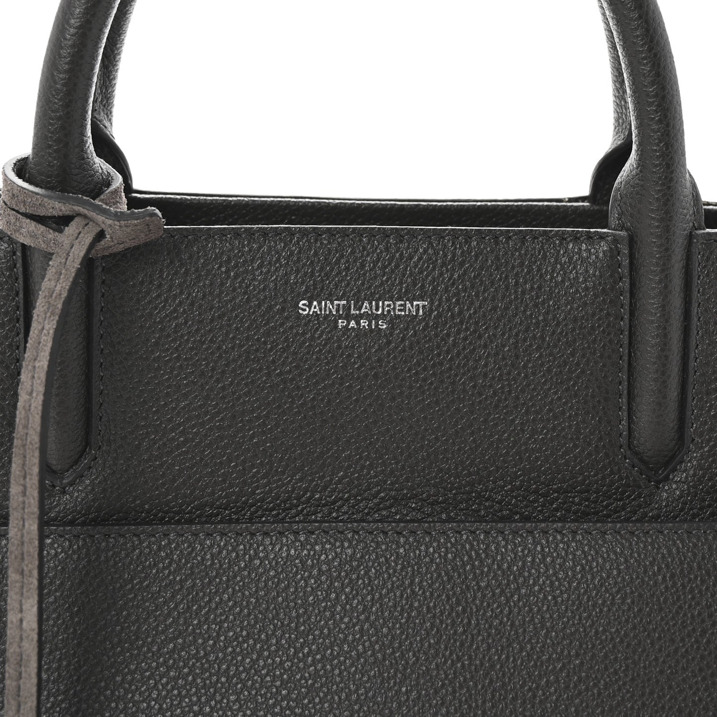 Grained Calfskin Small Cabas Rive Gauche Dark Anthracite