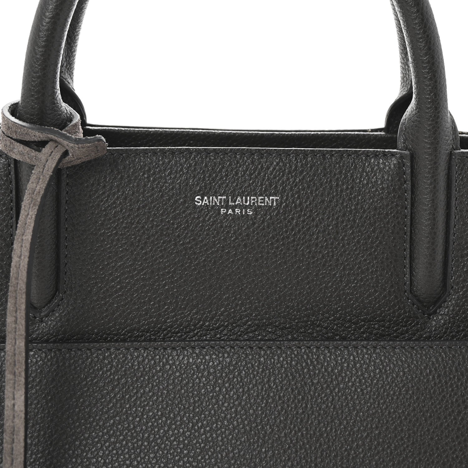 Saint Laurent Grained Calfskin Small Cabas Rive Gauche Dark Anthracite 8 of 10