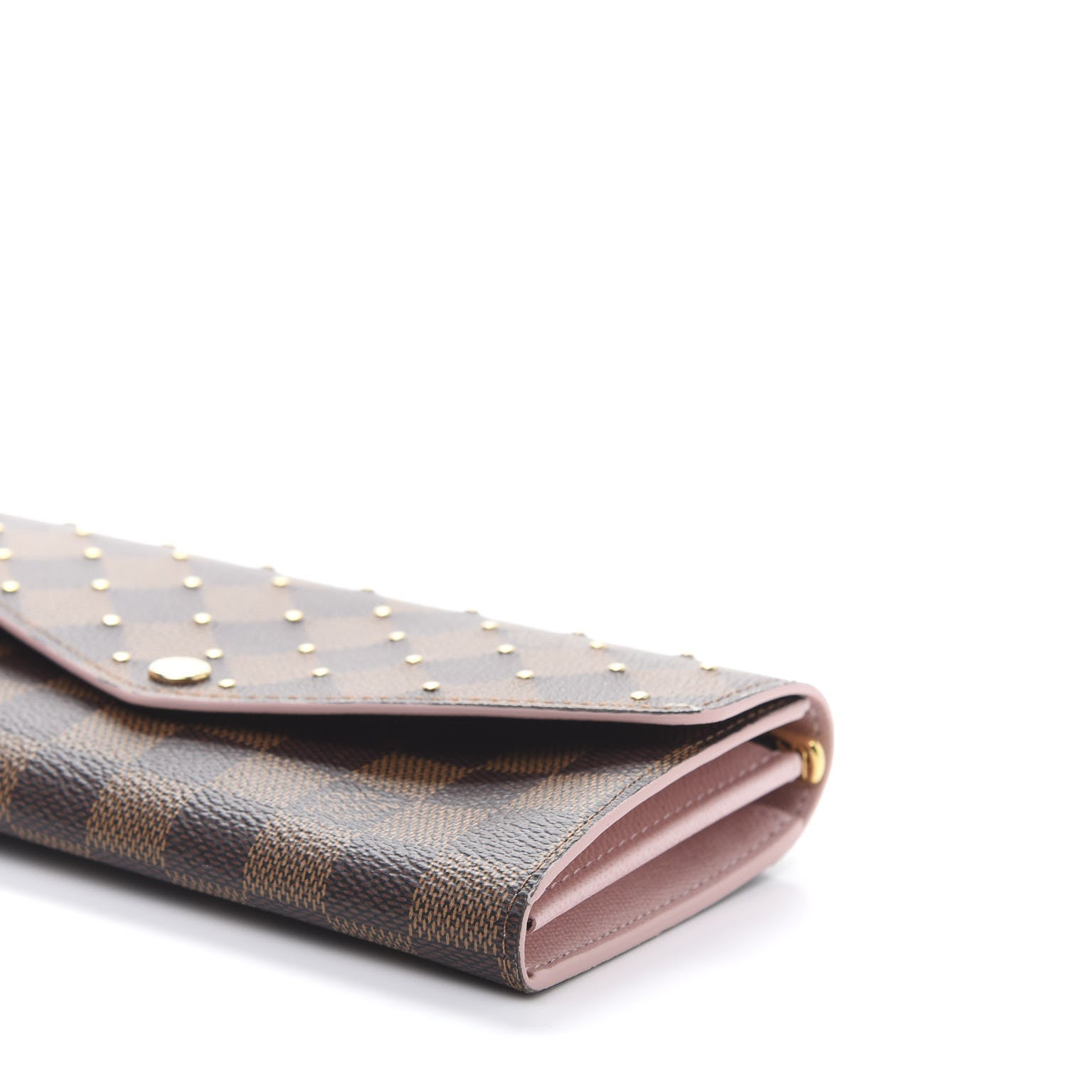 Louis Vuitton Damier Ebene Studded Sarah Wallet NM Rose Ballerine 7 of 10