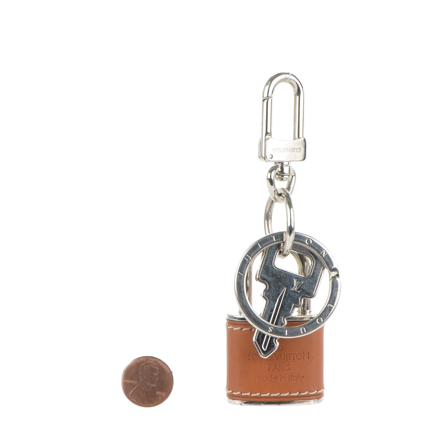 Leather Lock and Key Bag Charm Key Holder