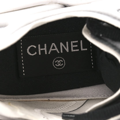 Chanel Calfskin Mesh Lycra Womens Logo Sneakers 38.5 White Grey 7 of 9