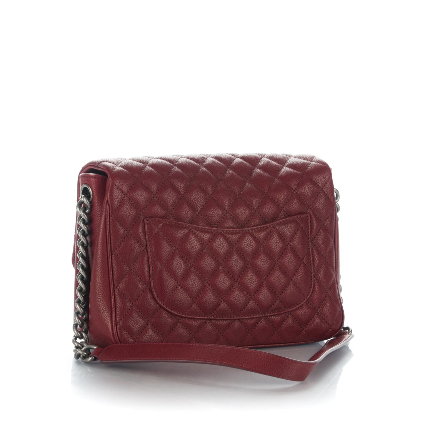 Caviar Quilted Medium Rock In Rome Single Flap Burgundy
