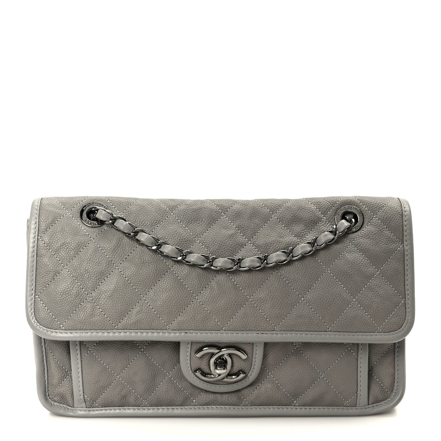 Chanel Caviar Quilted Medium French Riviera Flap Light Grey 1 of 11