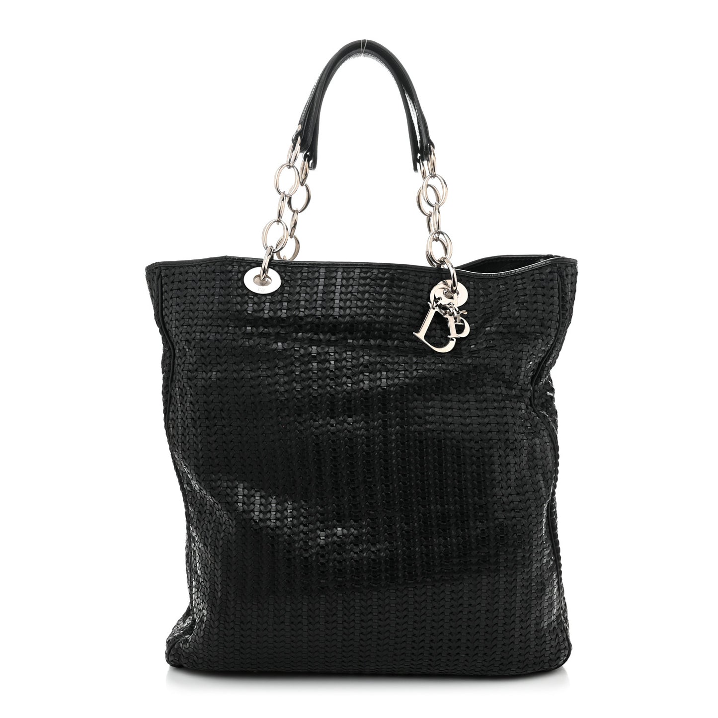 Lambskin Woven Dior Soft Shopping Tote Black