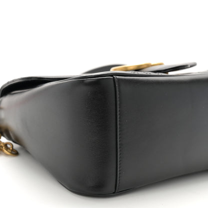Gucci Calfskin Matelasse Small GG Marmont Top Handle Shoulder Bag Black 9 of 11