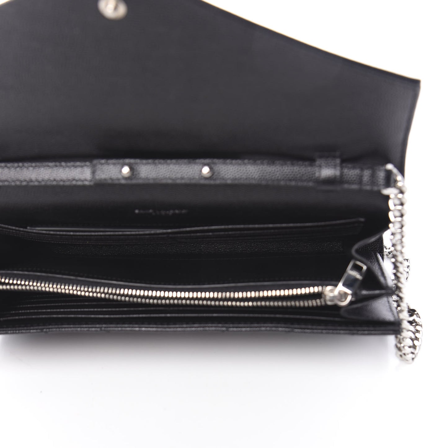 Grain De Poudre Matelasse Chevron Monogram Chain Wallet Black