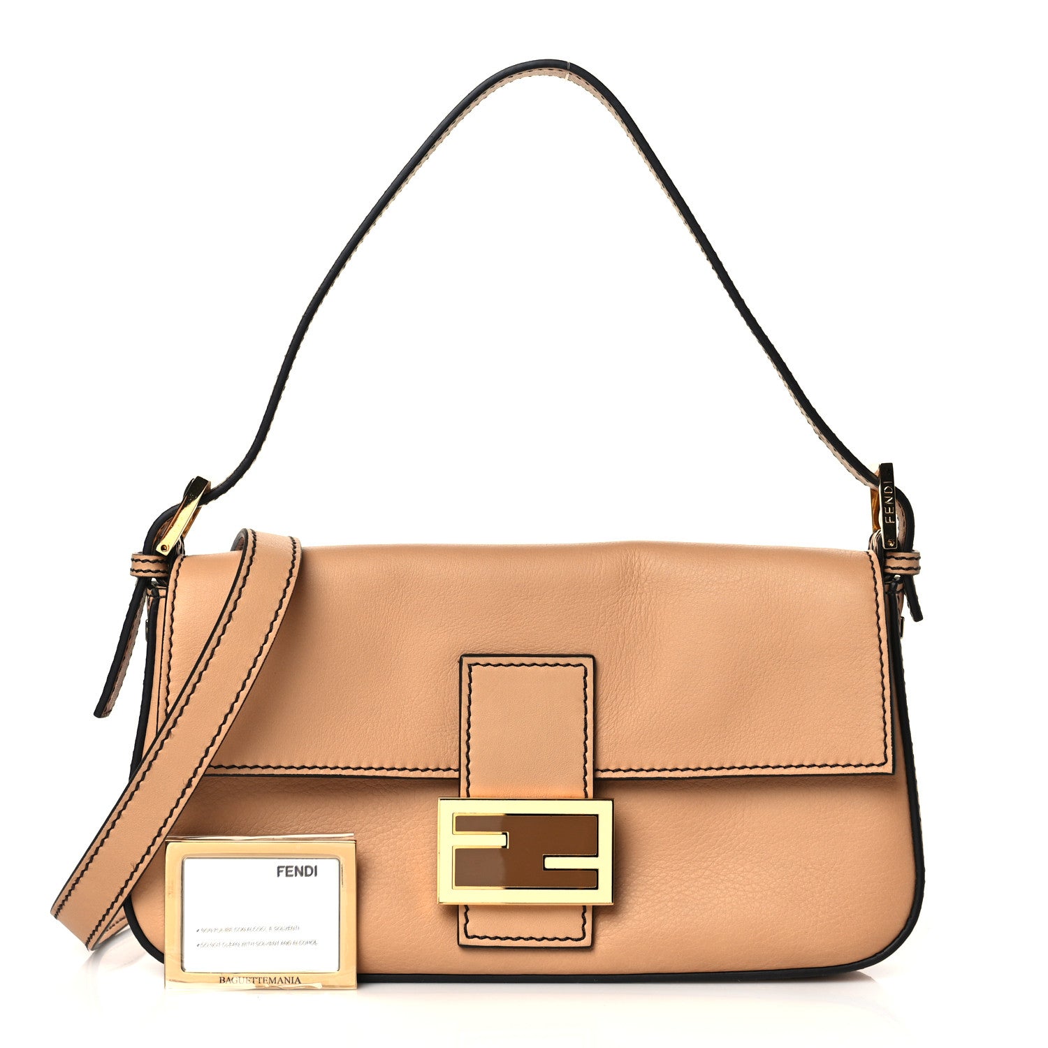 Fendi Vitello Flamingo Enamel Interchangeable Strap Baguette Beige 1 of 10