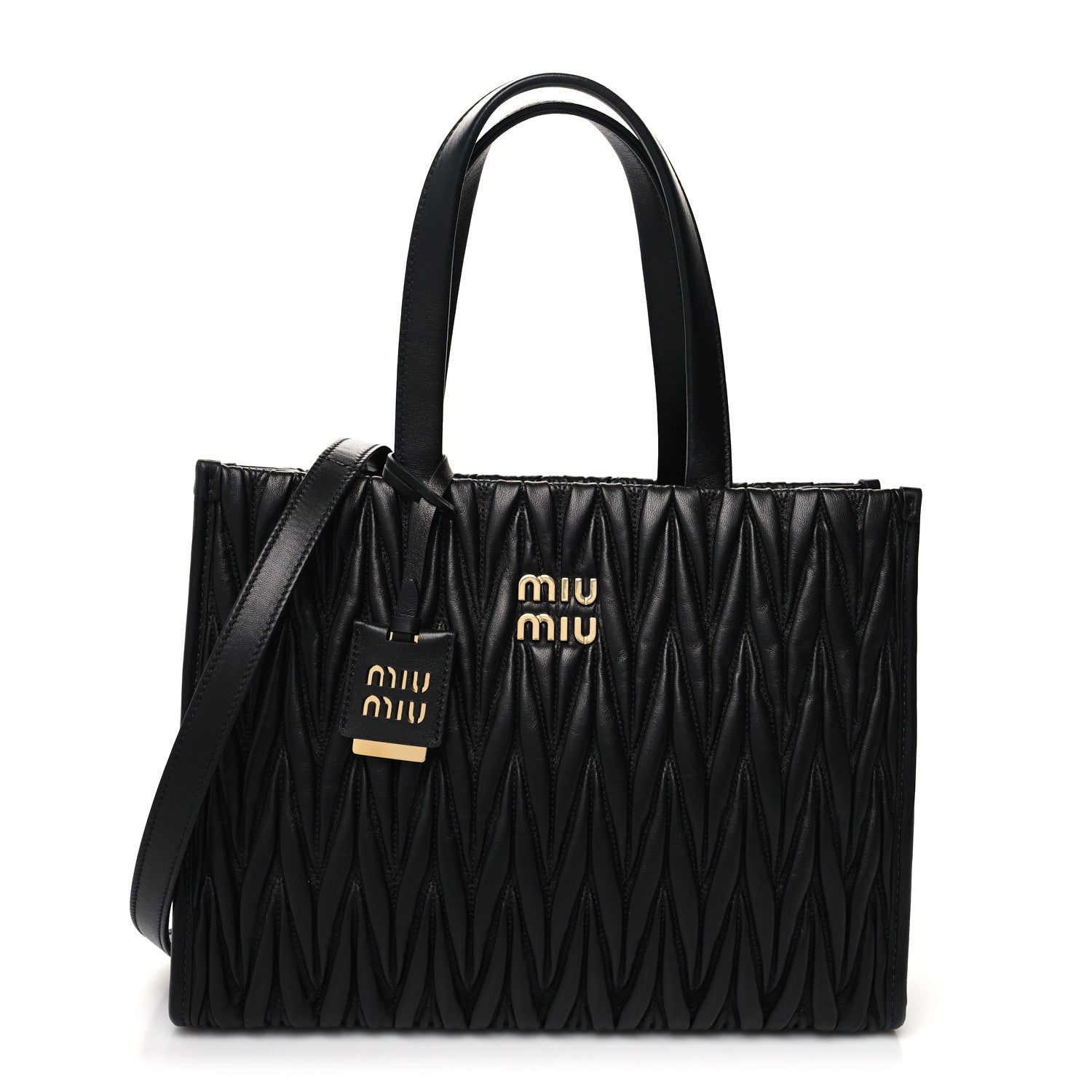 Miu Miu Nappa Matelasse Tote Bag Black 1 of 8