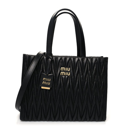 Miu Miu Nappa Matelasse Tote Bag Black 1 of 8