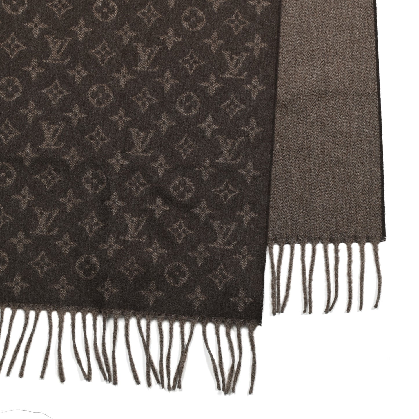 Cashmere Wool Monogram Gradient Scarf Noisette