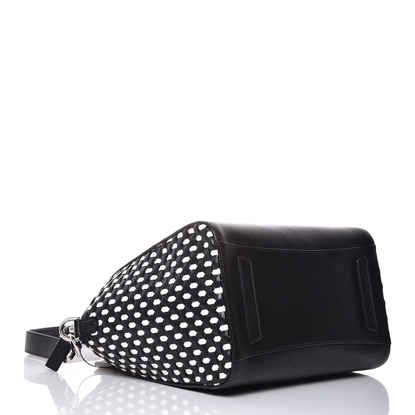 Sugar Goatskin Woven Medium Antigona Black White