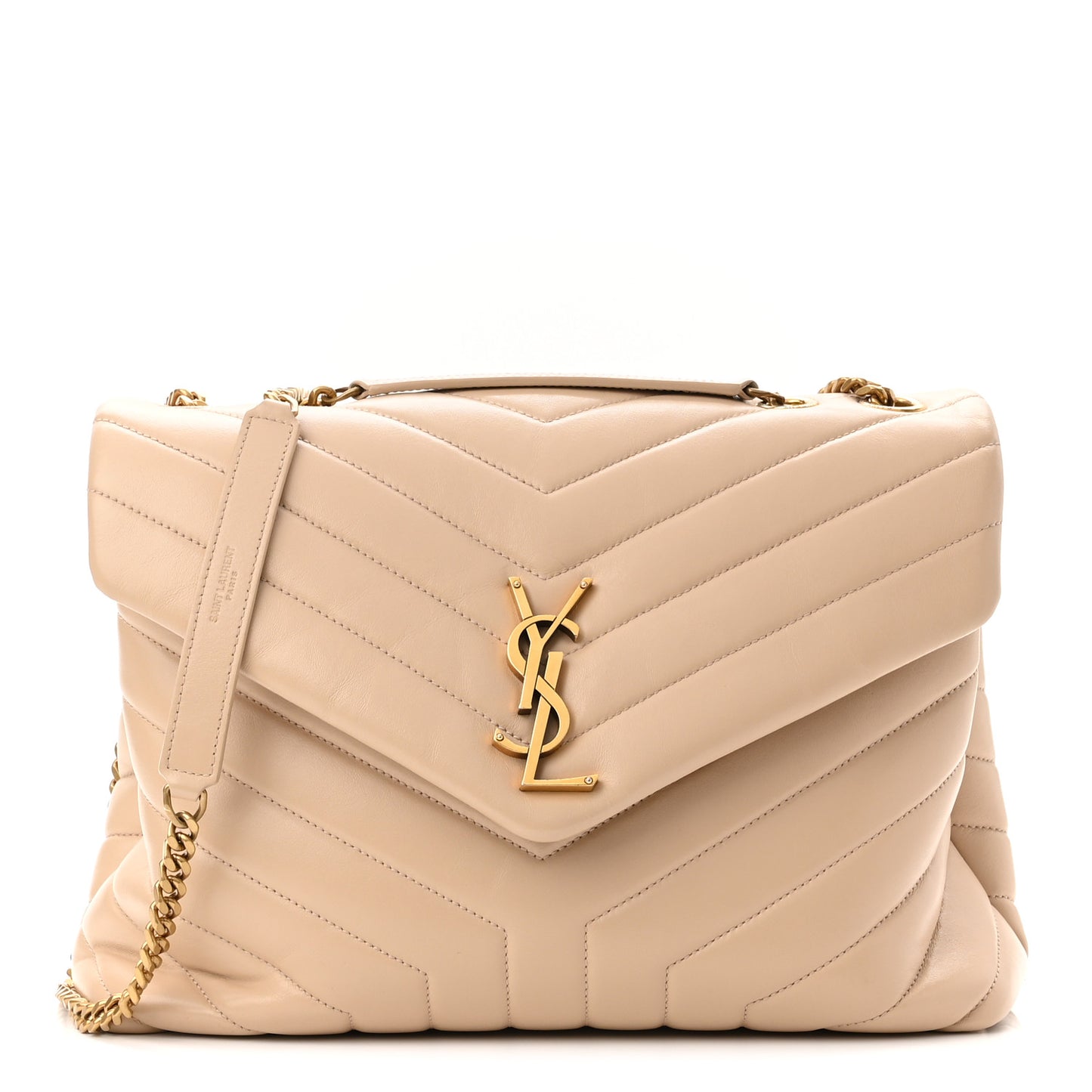 Calfskin Y Quilted Monogram Medium Loulou Chain Satchel Nude Powder
