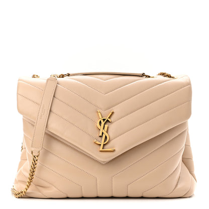 Saint Laurent Calfskin Y Quilted Monogram Medium Loulou Chain Satchel Nude Powder 1 of 10