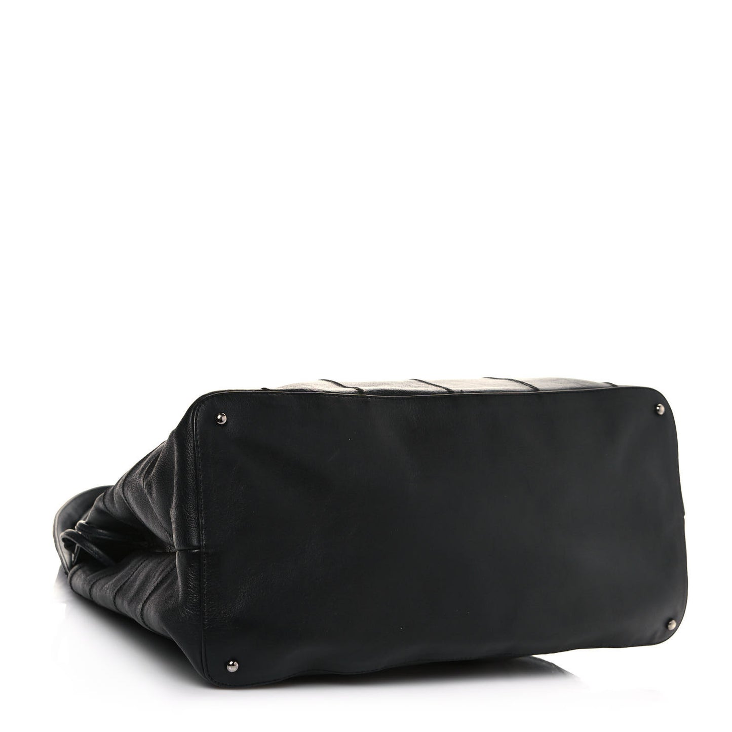 Calfskin Square Stitched Tassel Bag Black