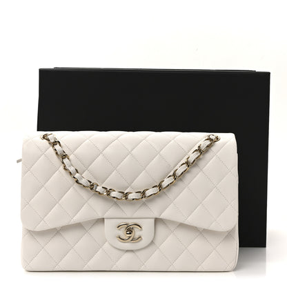 Chanel Caviar Quilted Jumbo Double Flap White 11 of 11