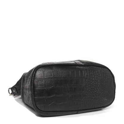 Givenchy Calfskin Crocodile Embossed Nightingale North South Tote Black 4 of 9