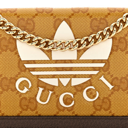 Gucci X ADIDAS Monogram Trefoil Embossed Wallet On Chain Brown 9 of 12