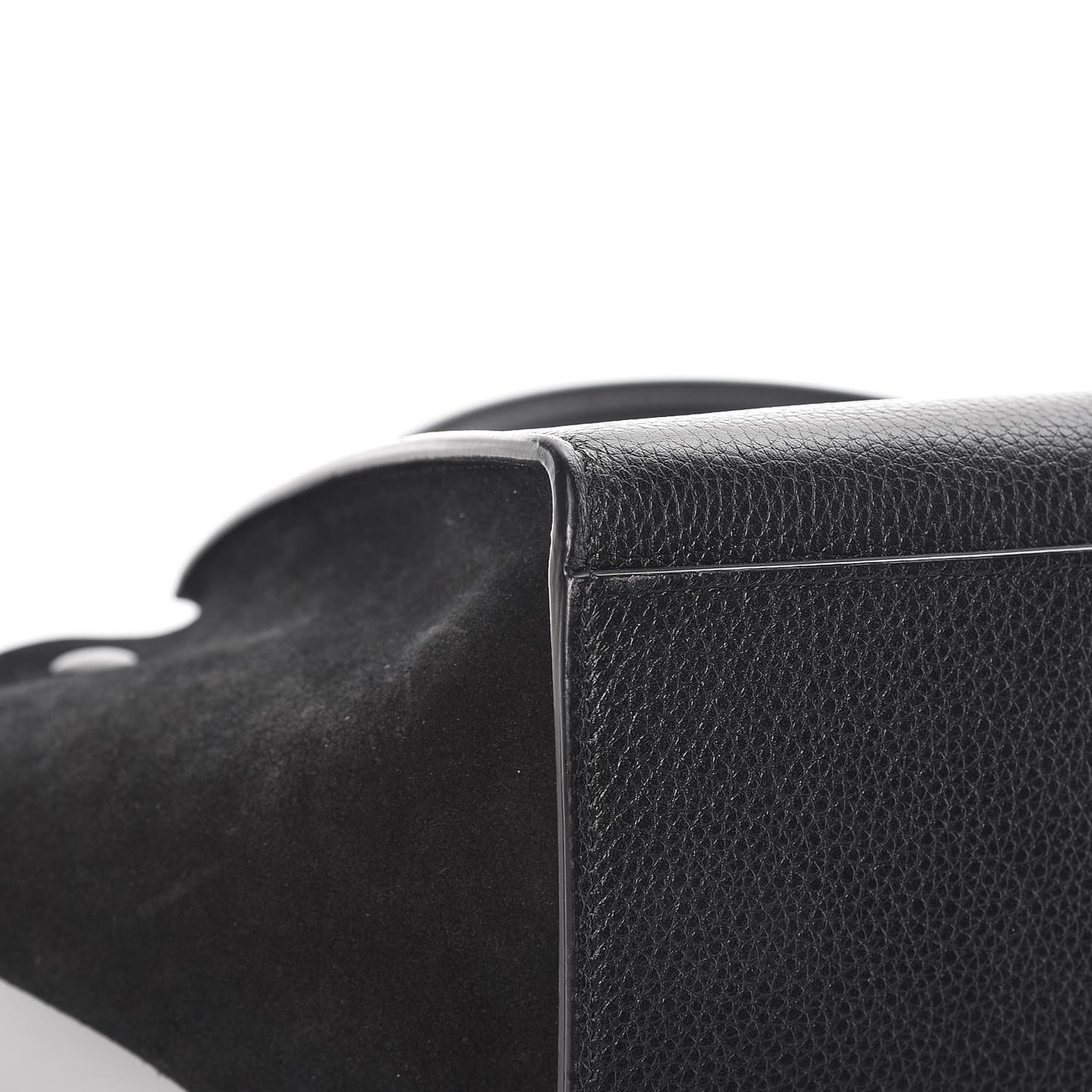 Drummed Calfskin Suede Small Trapeze Black