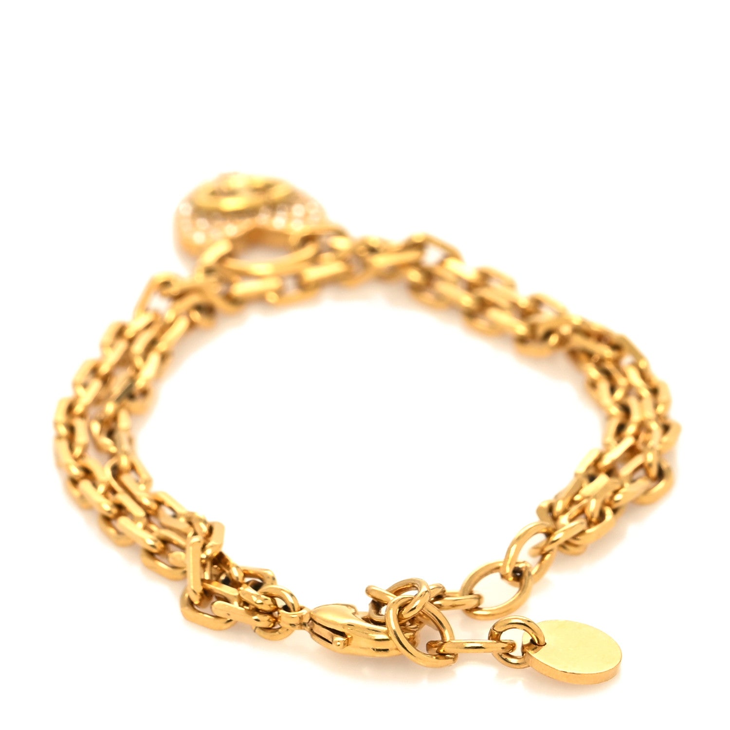 Christian Dior Crystal Heart Lock Bracelet Gold 3 of 5