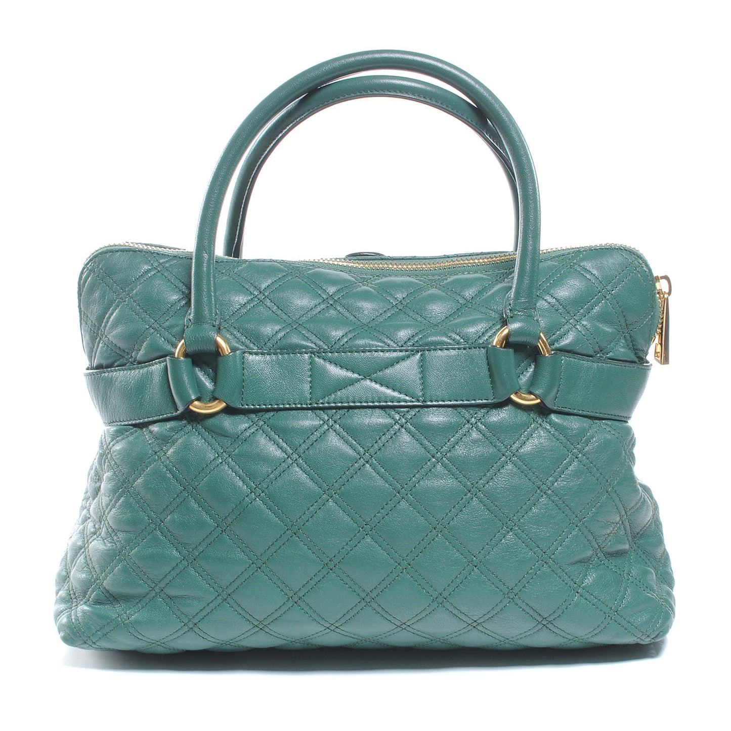 Leather Quilted Bruna Tote Teal