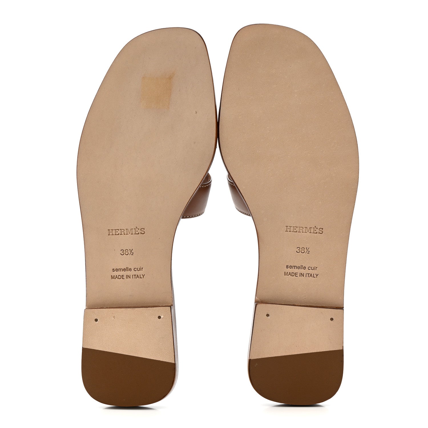 Hermes Box Calfskin Oran Sandals 36.5 Gold 38.5 Gold 6 of 9