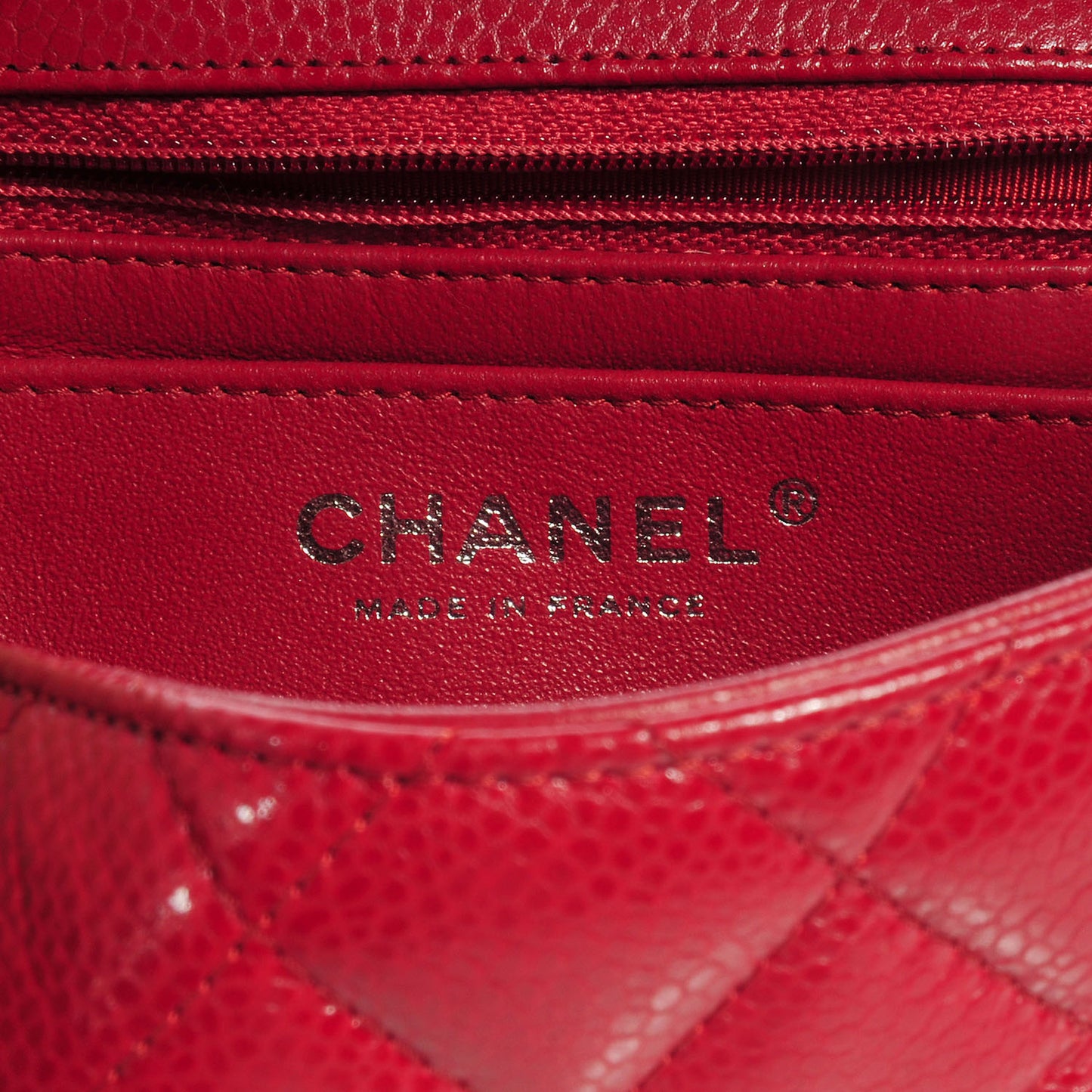 Caviar Quilted Mini Square Flap Red
