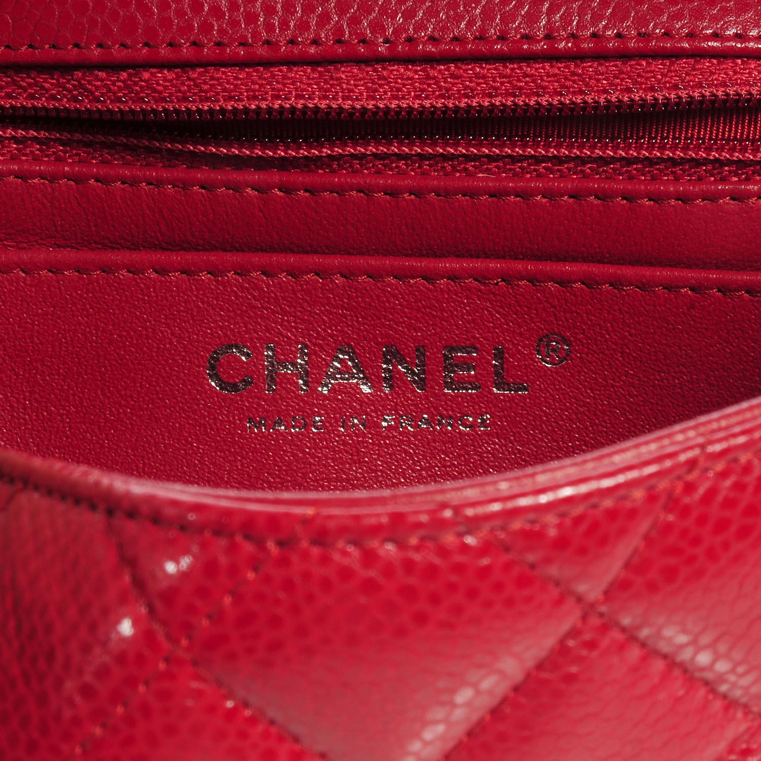 Chanel Caviar Quilted Mini Square Flap Red 7 of 8