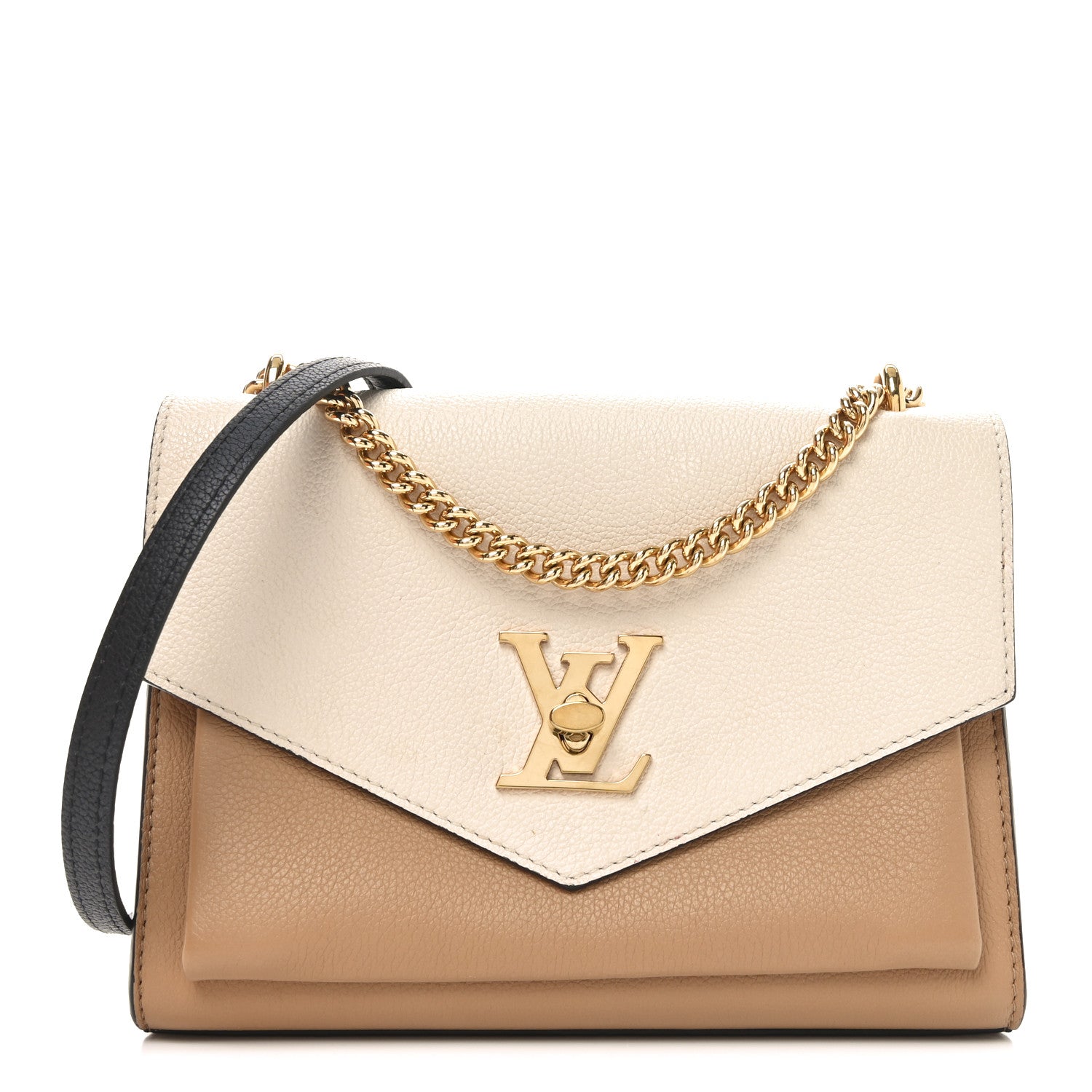 Louis Vuitton Soft Calfskin Mylockme Chain Bag BB Arizona Quartz Caramel 1 of 10