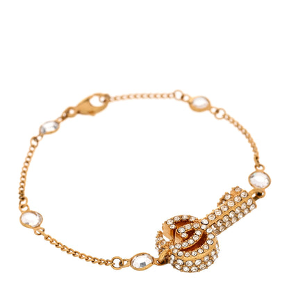 Gucci Metal Crystal Double G Key Bracelet Gold 1 of 4