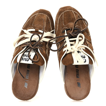Miu Miu X NEW BALANCE Faded Suede Calfskin 530 SL Slip-On Mules 36.5 Ecru 2 of 10