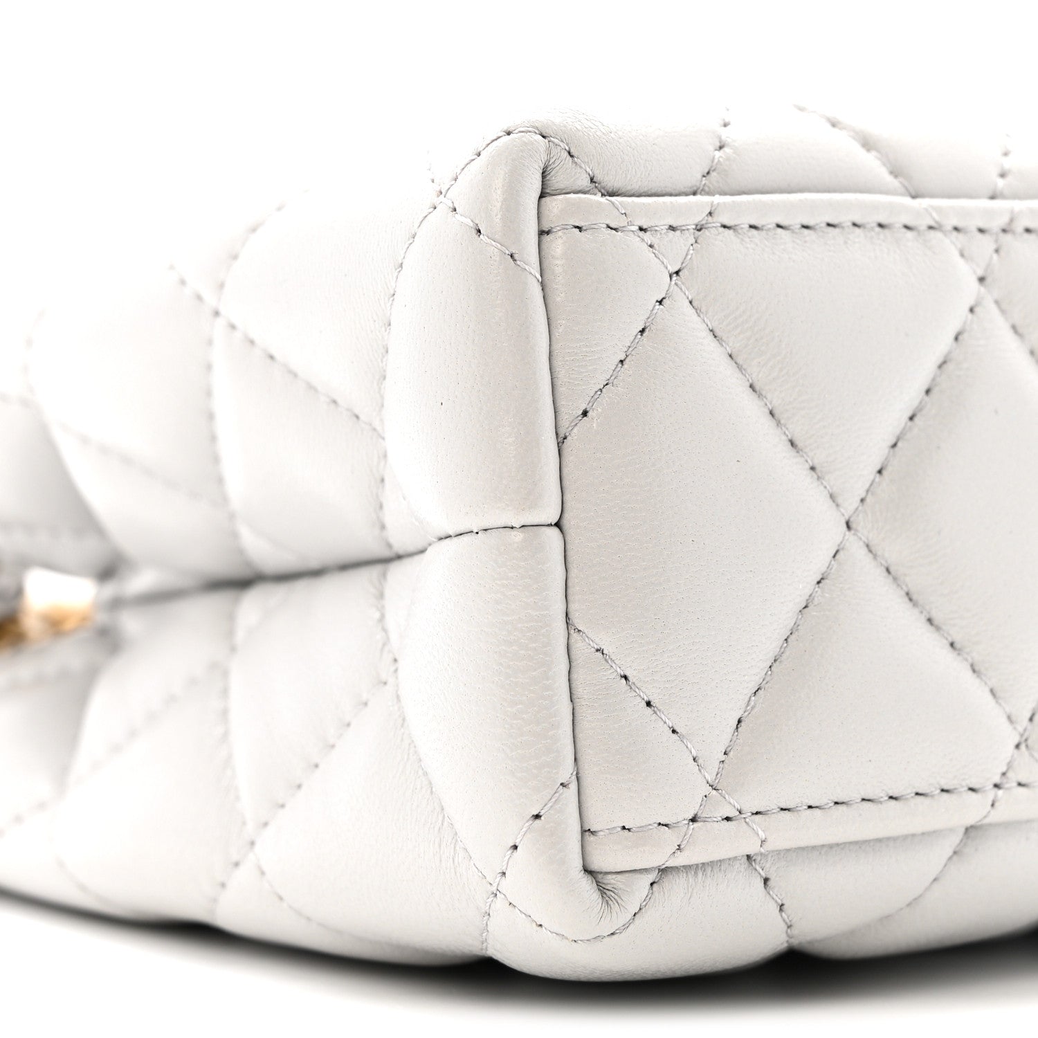 Chanel Shiny Aged Calfskin Quilted Nano Kelly Shopper Light Grey 9 of 11