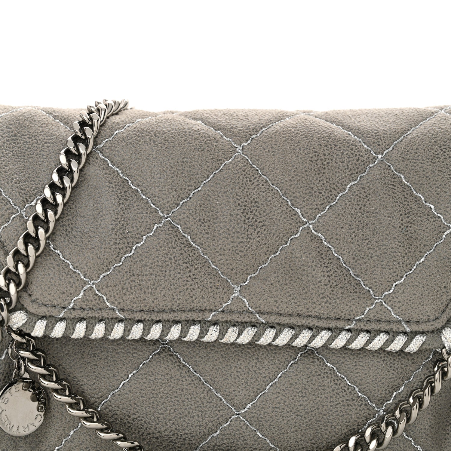 Stella McCartney Shaggy Deer Quilted Mini Falabella Tote Grey 8 of 10