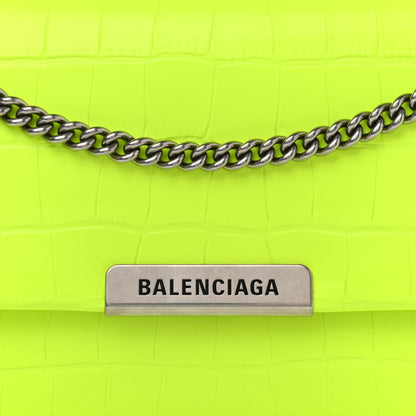 Balenciaga Shiny Extra Supple Calfskin Crocodile Embossed Small Triplet Bag Fluo Yellow 8 of 10