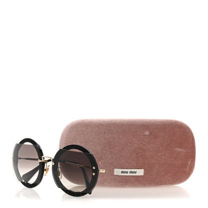 Miu Miu Acetate Glitter Round Sunglasses SMU06S Black 9 of 9