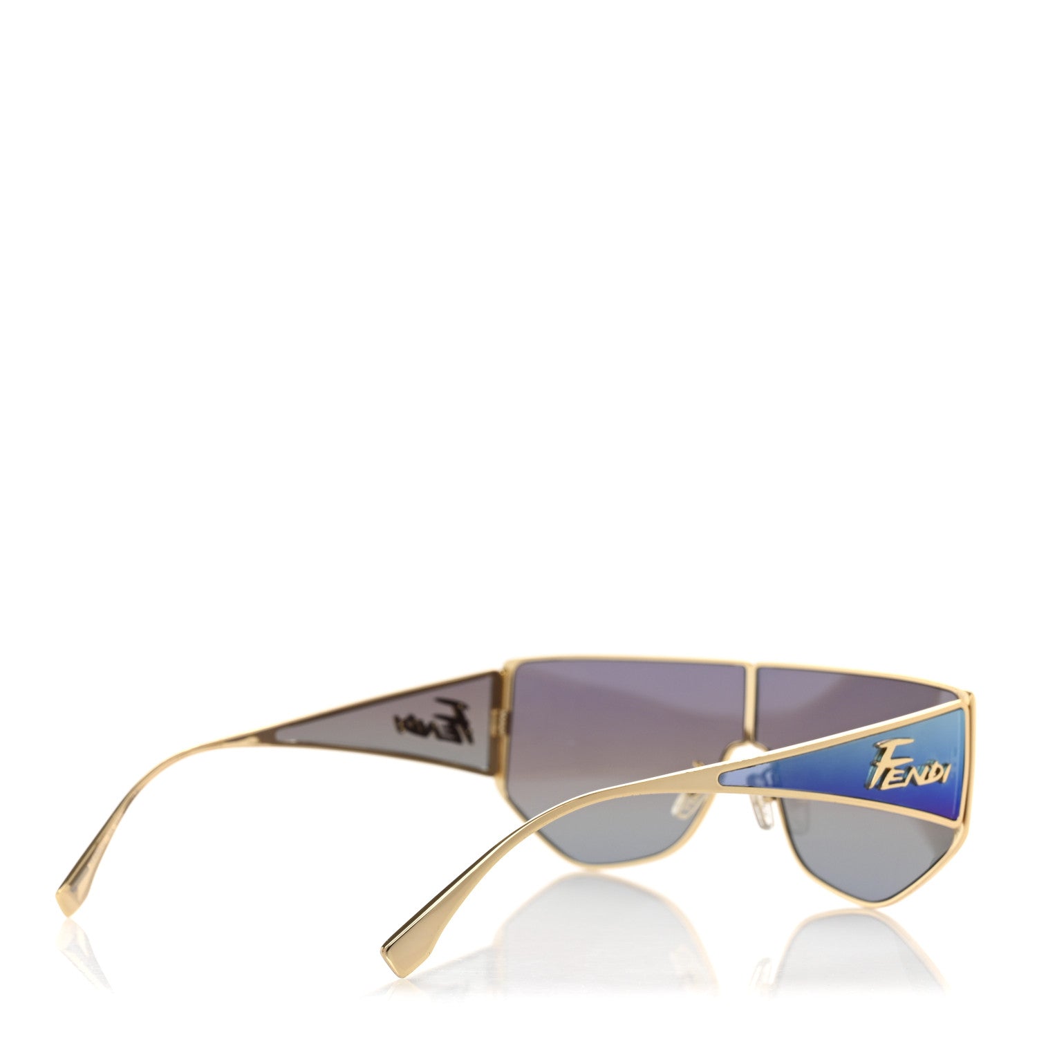 Fendi Metal Disco Geometric Sunglasses FE 40051/U Gold Blue Mirror 4 of 10
