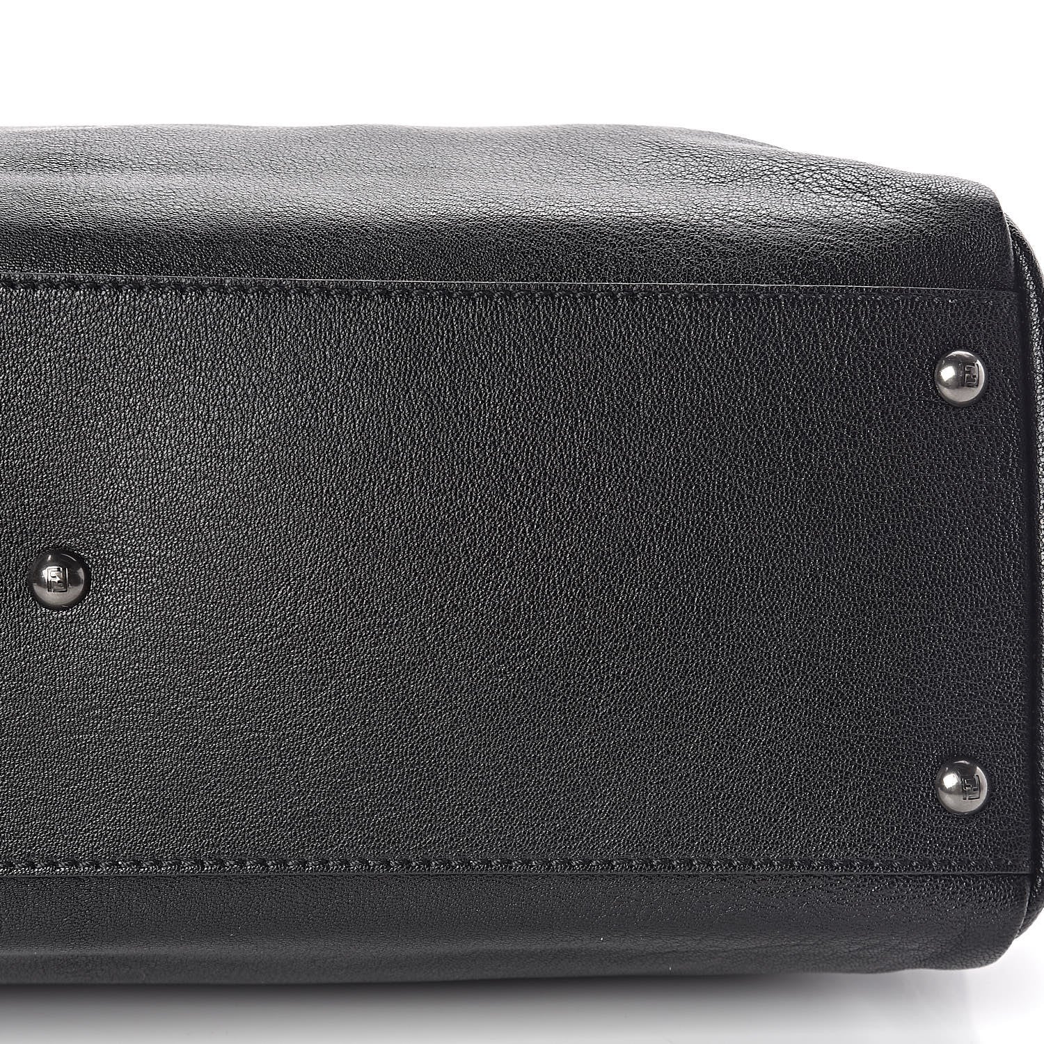 Fendi Goatskin Zucca Large Peekaboo Iconic Satchel Black Tobacco 16 of 16