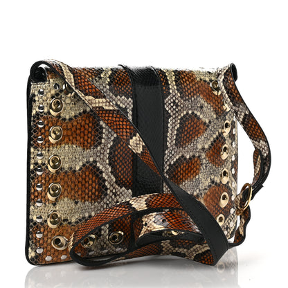 Gucci Snakeskin Medium Arli Flap Shoulder Bag Cognac Black 2 of 6