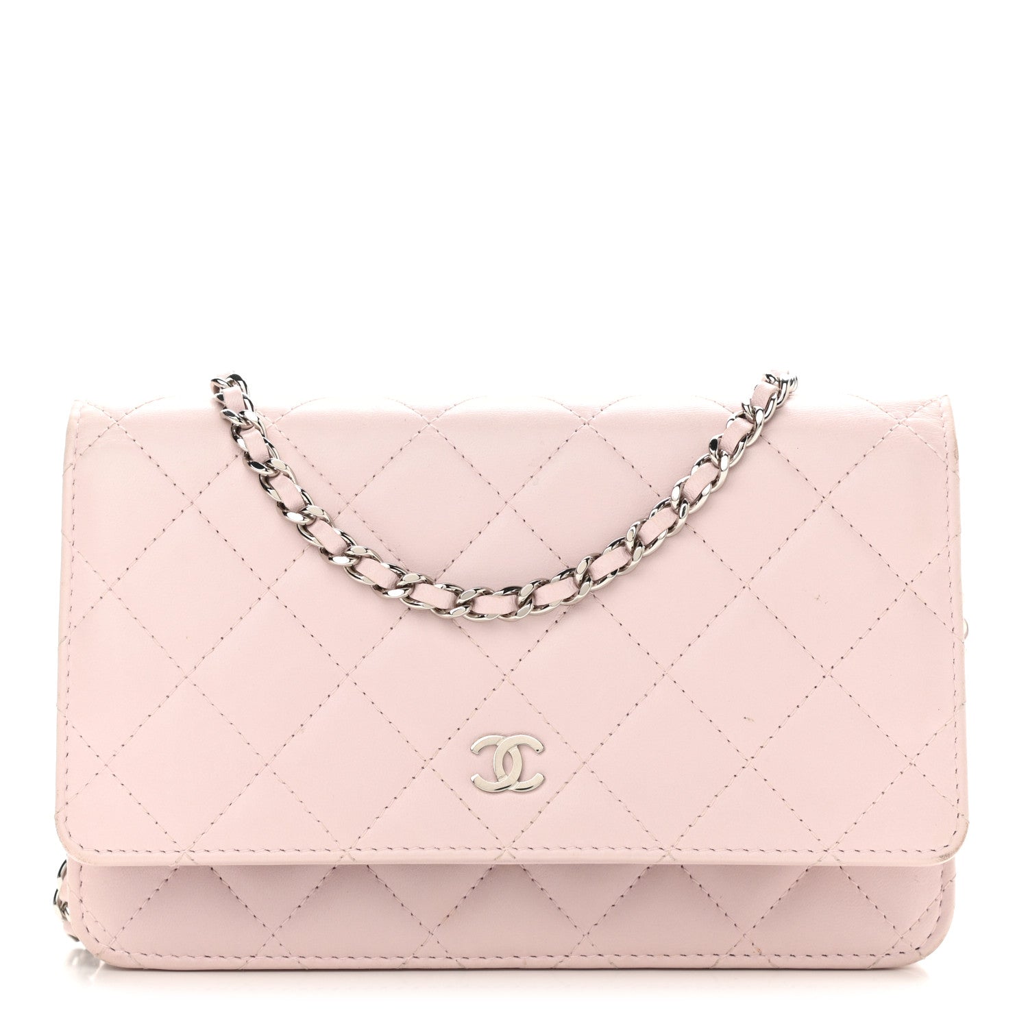 Chanel Lambskin Quilted Wallet On Chain WOC Light Pink 1 of 13