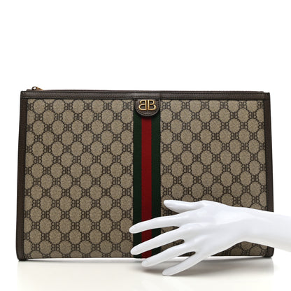 Gucci X BALENCIAGA BB Supreme Monogram Web Ophidia Laptop Pouch Beige New Acero 2 of 7