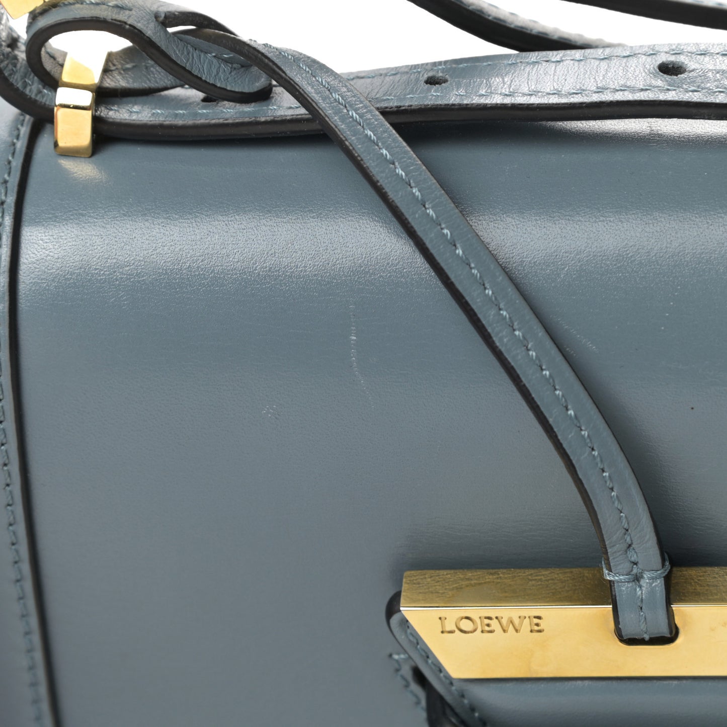 Calfskin Small Barcelona Shoulder Bag Stone Blue