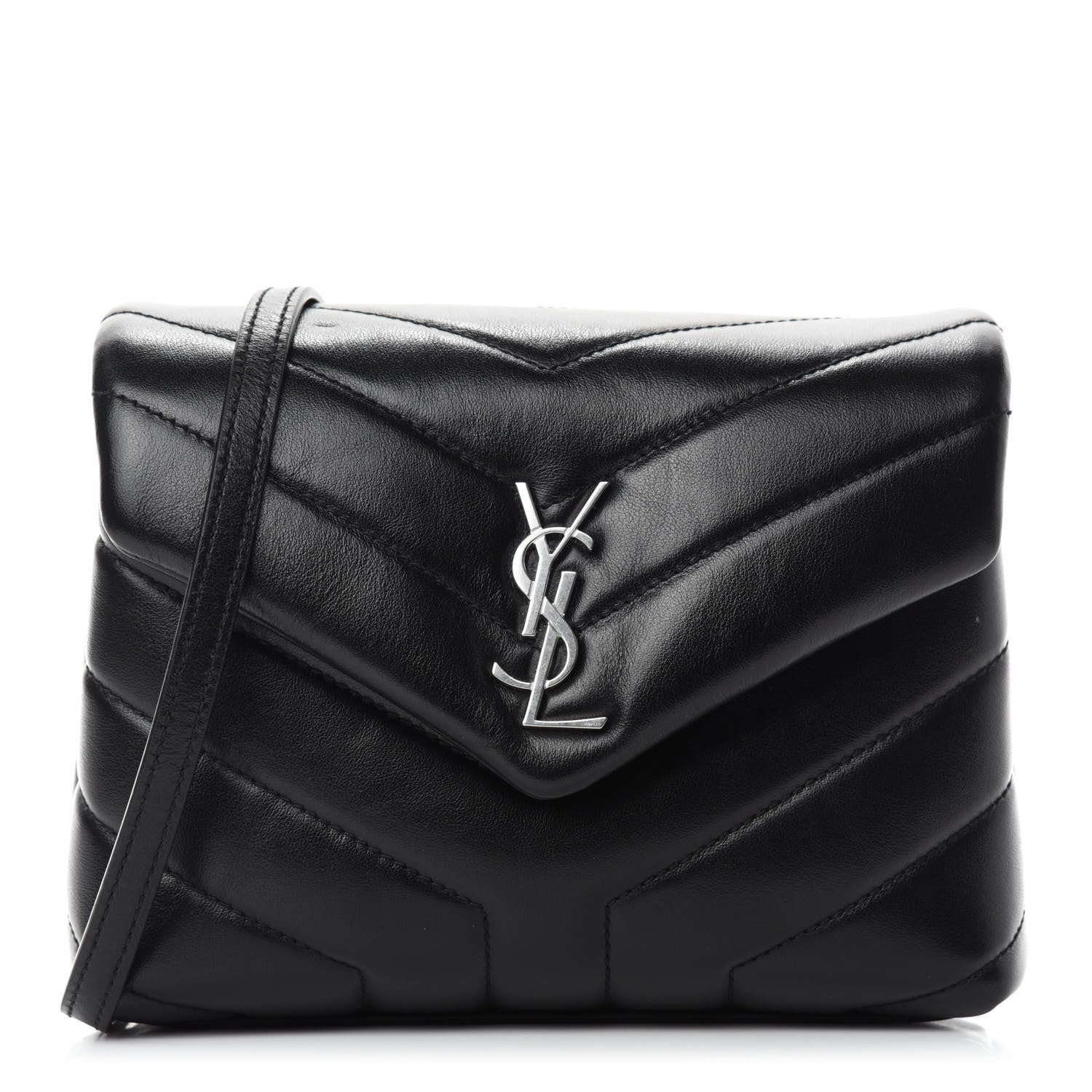 Saint Laurent Calfskin Y Quilted Monogram Toy Loulou Crossbody Bag Black 1 of 13