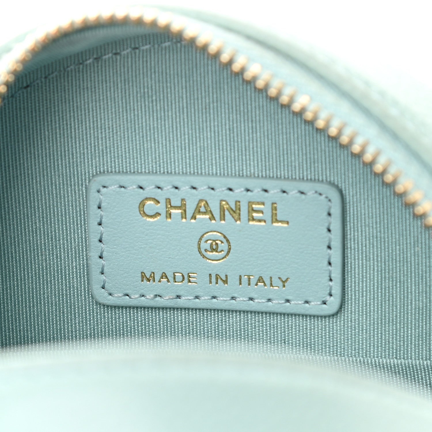 Chanel Caviar Camellia Embossed Round Clutch With Chain Light Blue 6 of 11