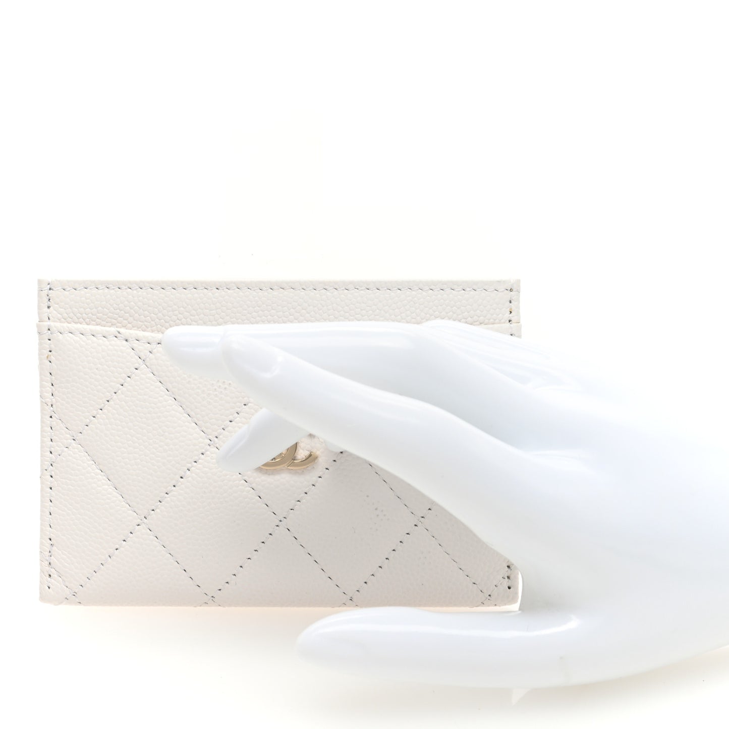 Caviar Quilted Card Holder White