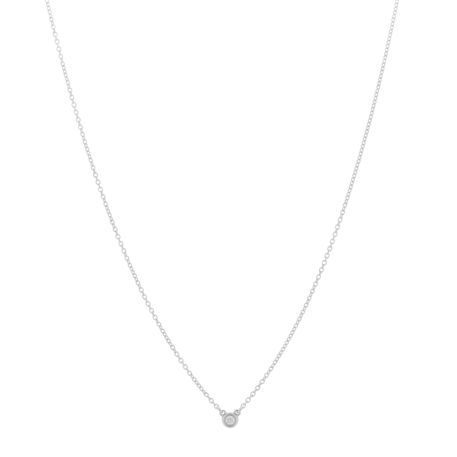 Tiffany Sterling Silver Diamond .03ct Elsa Peretti Diamonds by the Yard Pendant Necklace 1 of 5