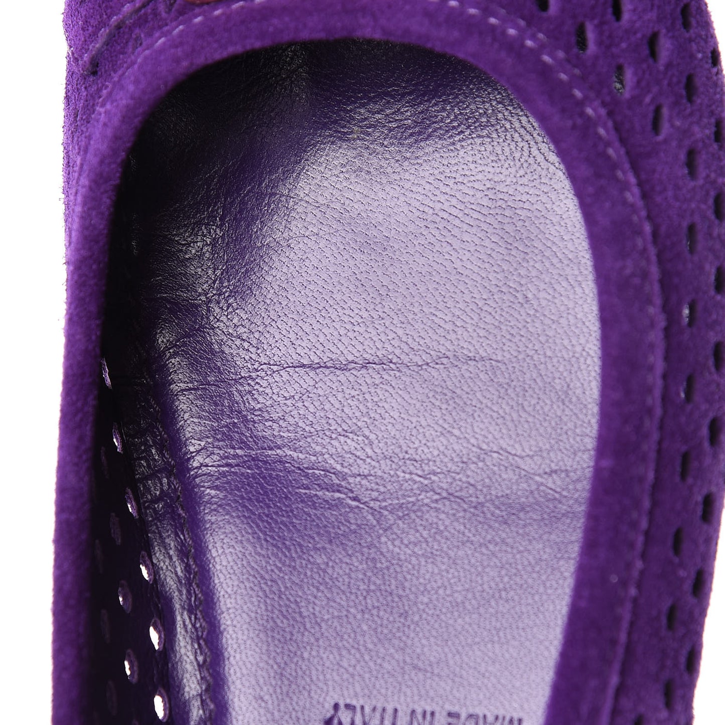 Suede Perforated Oxford Ballerina Flats 36 Violet