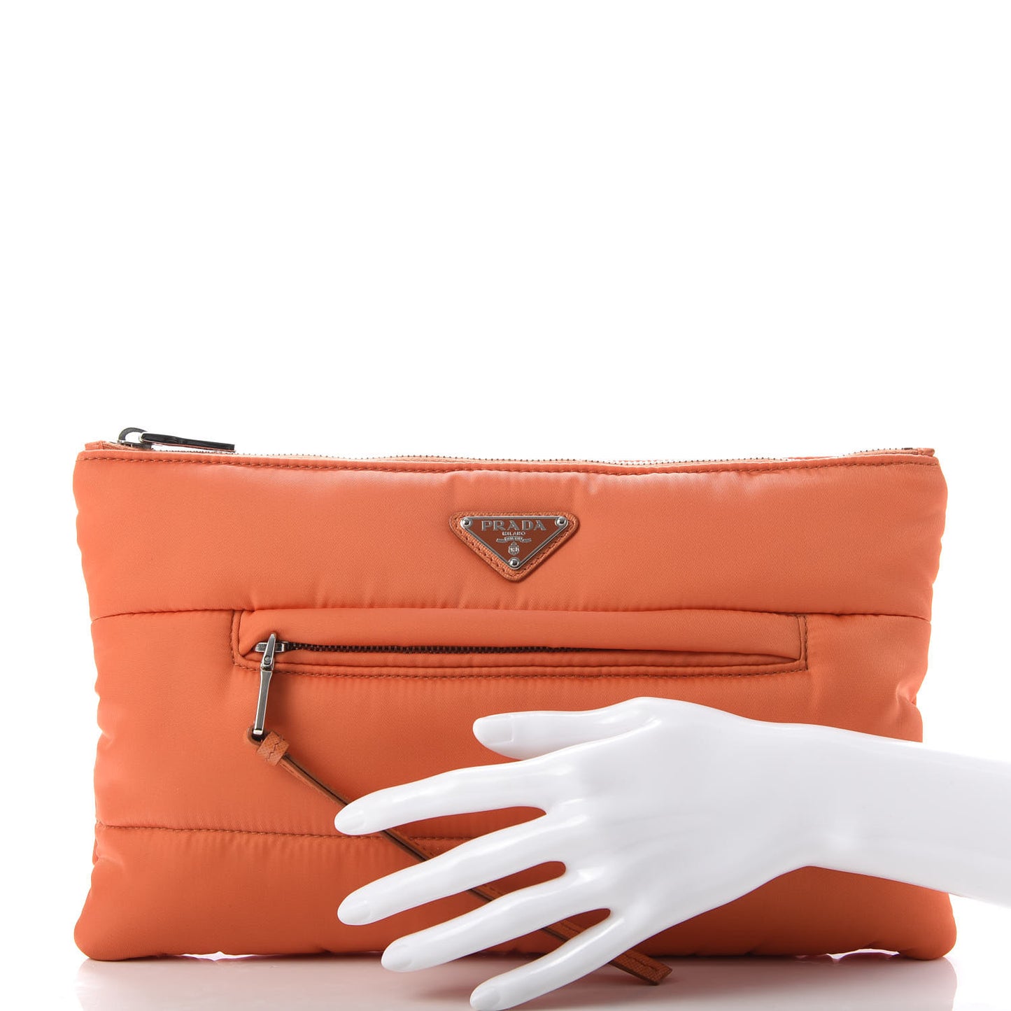 Tessuto Nylon Bomber Clutch Papaya