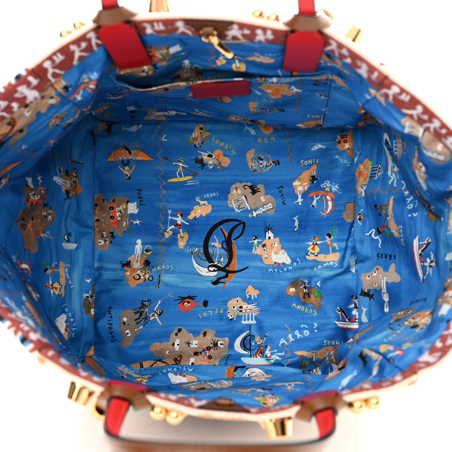 Christian Louboutin Frise Broderie Calfskin Greekaba Tote Biscotto Multicolor 5 of 12
