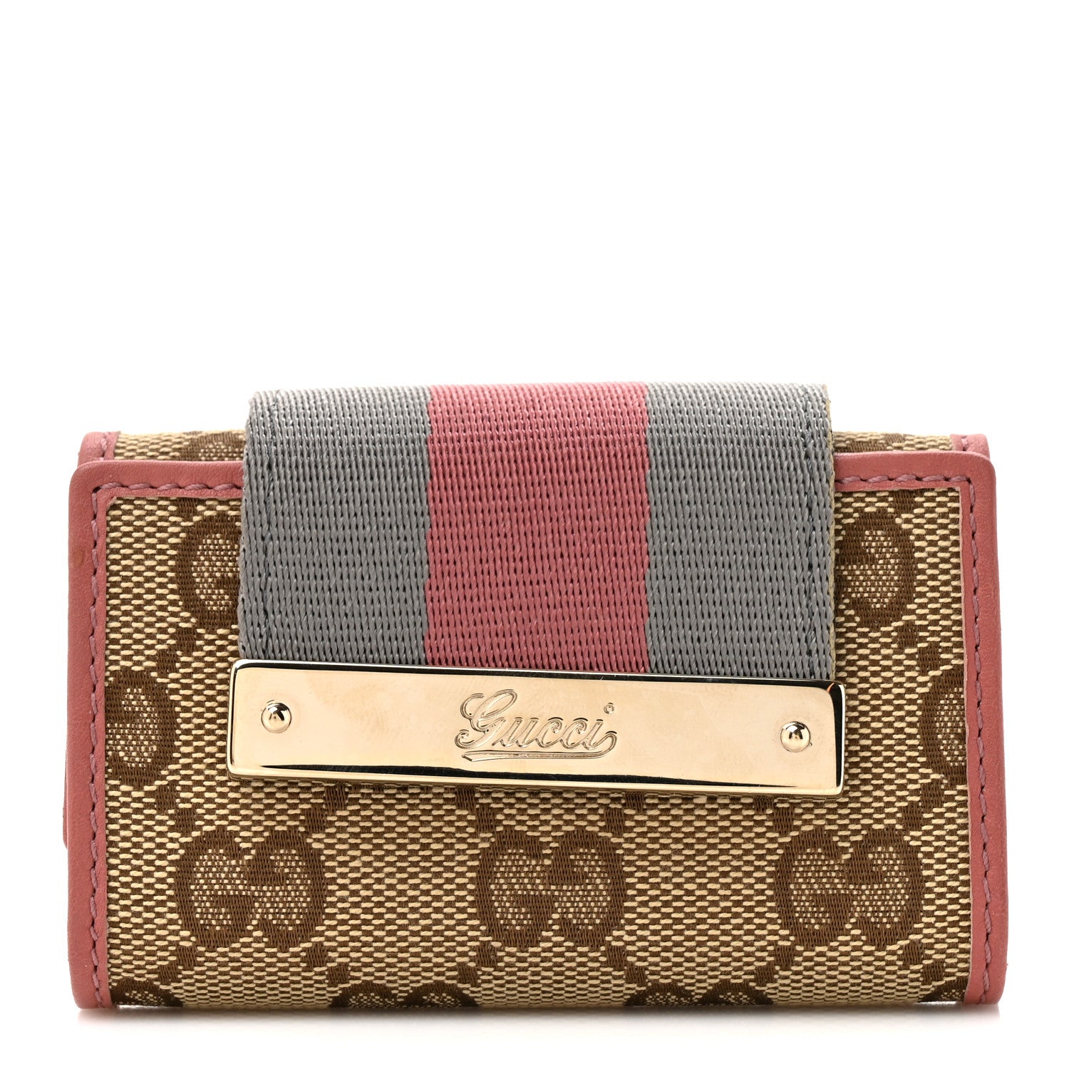 Gucci GG Supreme Monogram Wev 6 Key Holder Case Beige Pink 1 of 9